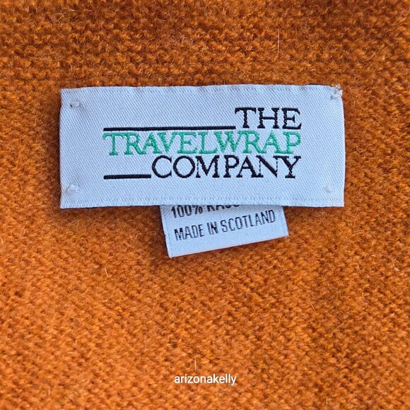 The Travelwrap Company Cashmere Scarf/Wrap Orange with Storage Bag Scotland - Picture 3 of 13